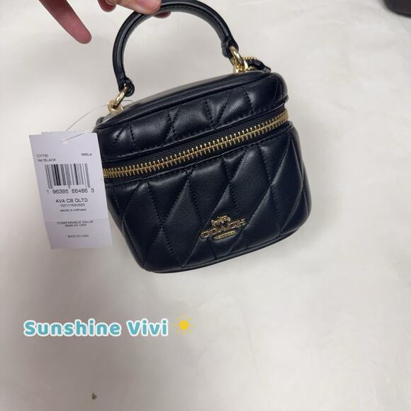 NWT Coach Ava Crossbody Bag With Quilting In Gold/Black Leather CY730 - Picture 3 of 11